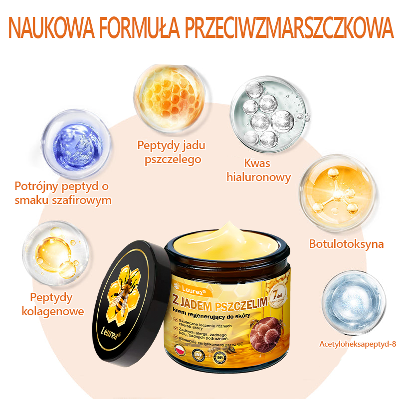 ⚡⚡Leurea® Krem z Jadem Pszczelim 🔥 Regeneracja skóry, redukcja zmarszczek i promienny wygląd – 50 ml