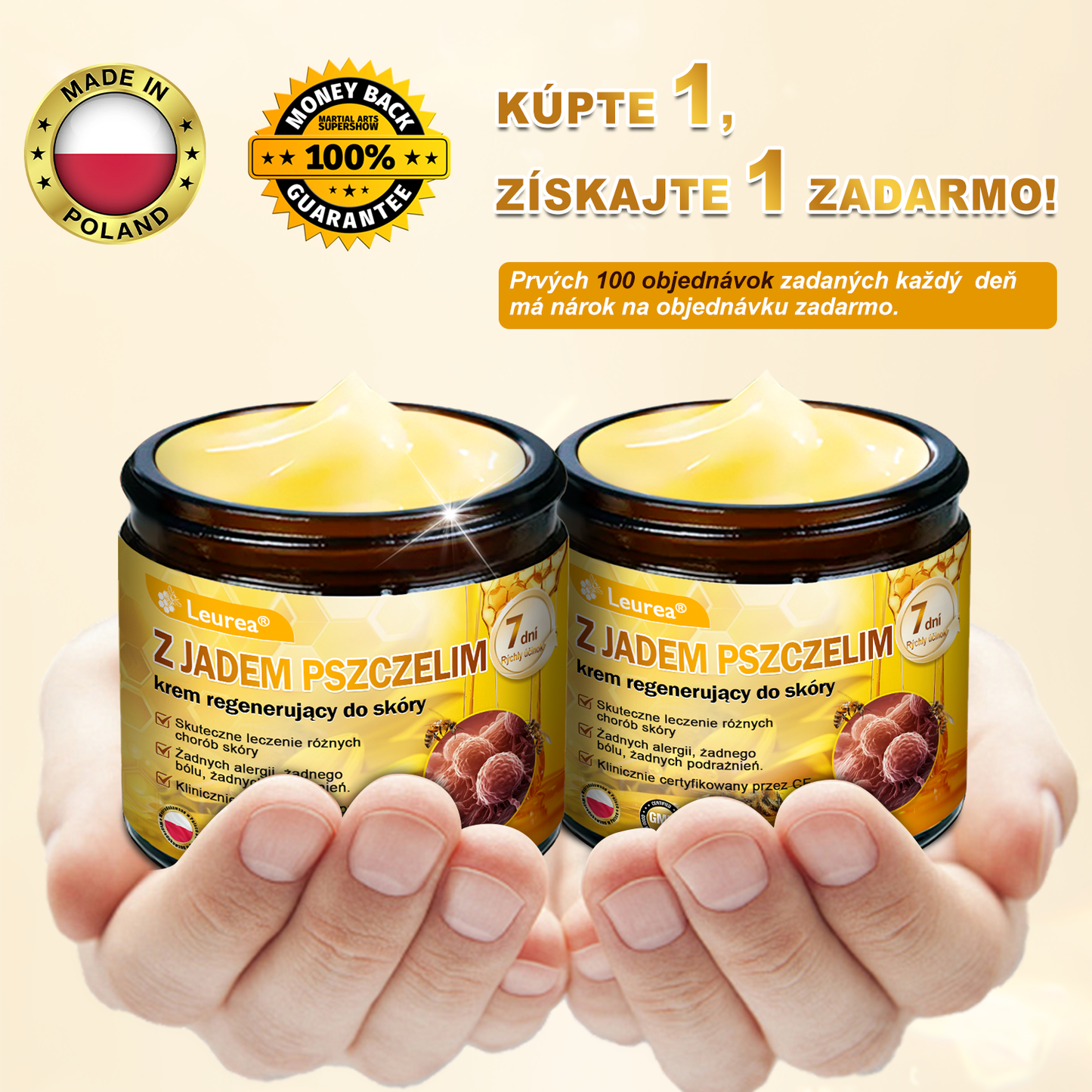 ⚡⚡Leurea® Krem z Jadem Pszczelim 🔥 Regeneracja skóry, redukcja zmarszczek i promienny wygląd – 50 ml