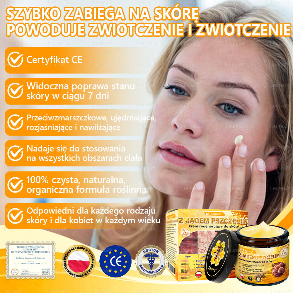 ✨Leurea® Krem Regenerujący z Jadem Pszczelim🔥 Naturalna regeneracja skóry, wygładzenie zmarszczek i promienna cera-50 ml