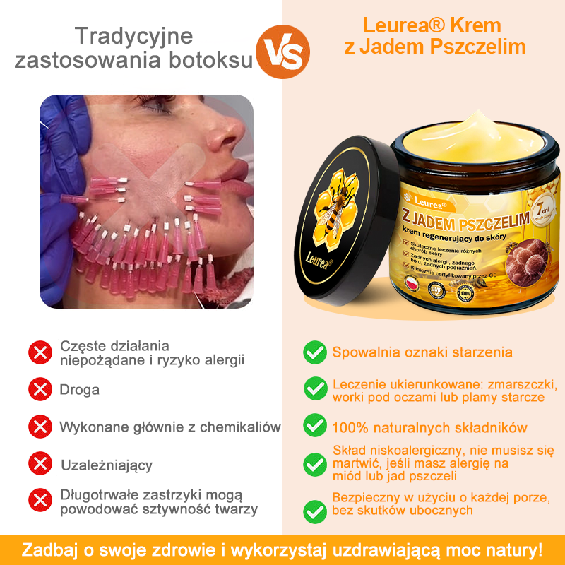 ⚡⚡Leurea® Krem z Jadem Pszczelim 🔥 Regeneracja skóry, redukcja zmarszczek i promienny wygląd – 50 ml