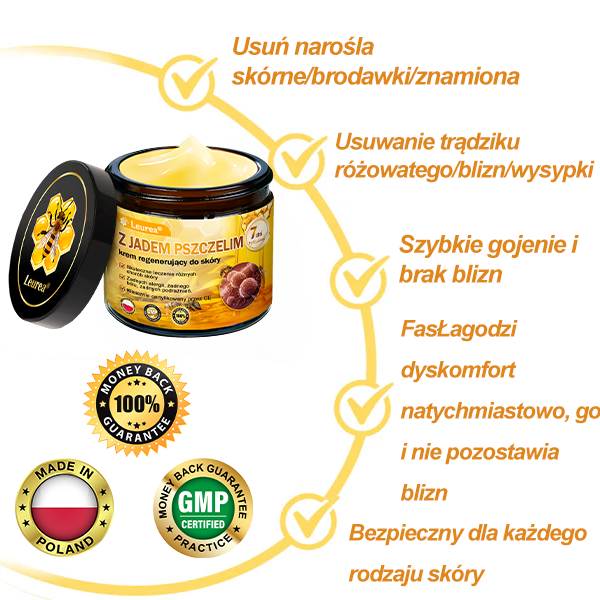 ⚡⚡Leurea® Krem z Jadem Pszczelim 🔥 Regeneracja skóry, redukcja zmarszczek i promienny wygląd – 50 ml