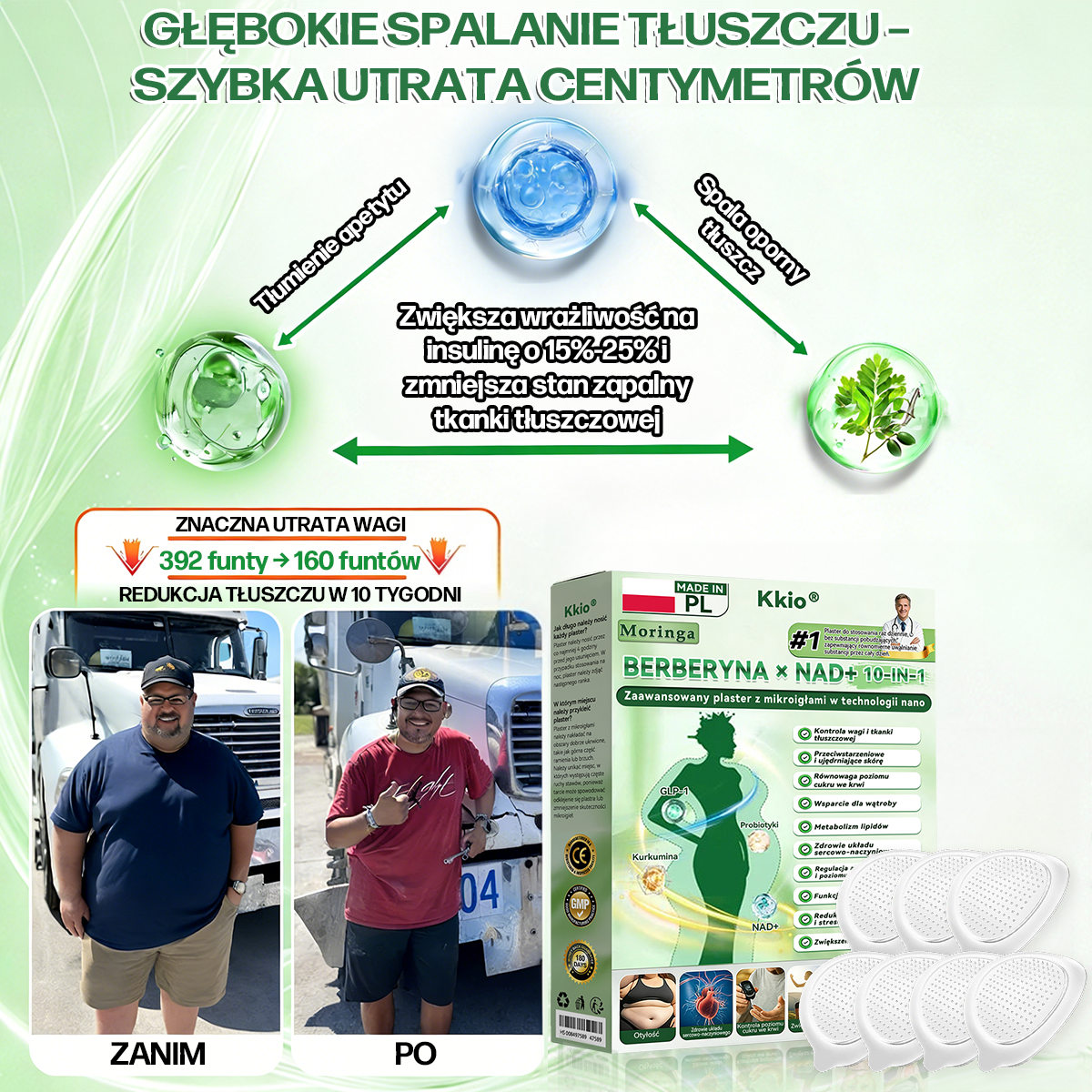 🔥🔥Polska oficjalny sklep | Kkio® Moringa·Berberyna × NAD+ 10 w 1 nano mikroigłowy plaster – codzienne stosowanie, widoczne efekty w ciągu 7 dni ✅ na wagę ciała, skórę, cukrzycę i zdrowie stawów 🗽